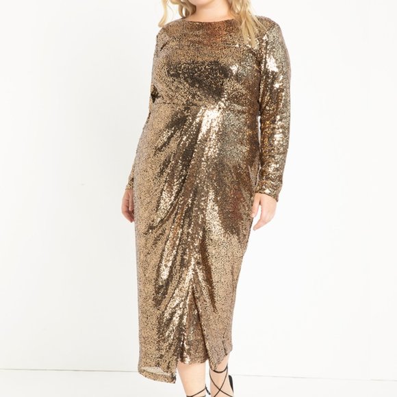 Eloquii sequin wrap midi dress bridesmaid party - Picture 1 of 5